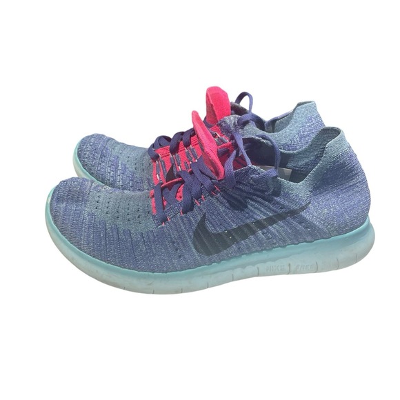 Nike Free RN Flyknit Women's Running Shoes Size 8‎ Purple Dust Pink Blue - Picture 1 of 11